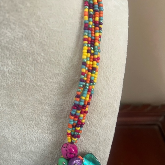 Vintage Colorful beaded Stone Necklace with Earrings - Picture 10 of 12
